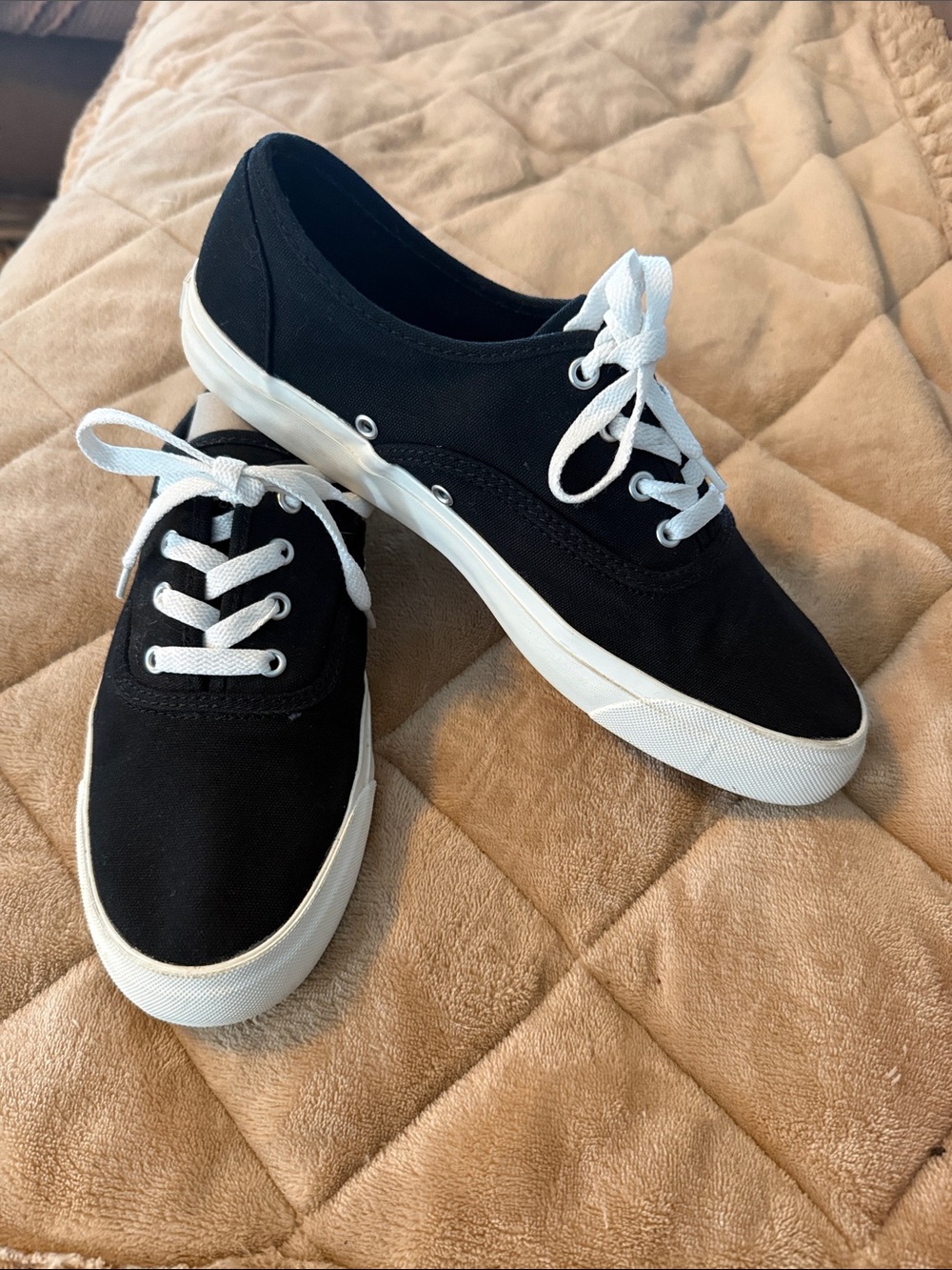 Pro Keds Classic Black Canvas Lace-Up Sneakers with White Soles